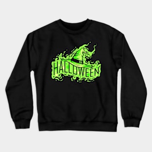 Green Witch Hat Costume For Halloween Crewneck Sweatshirt